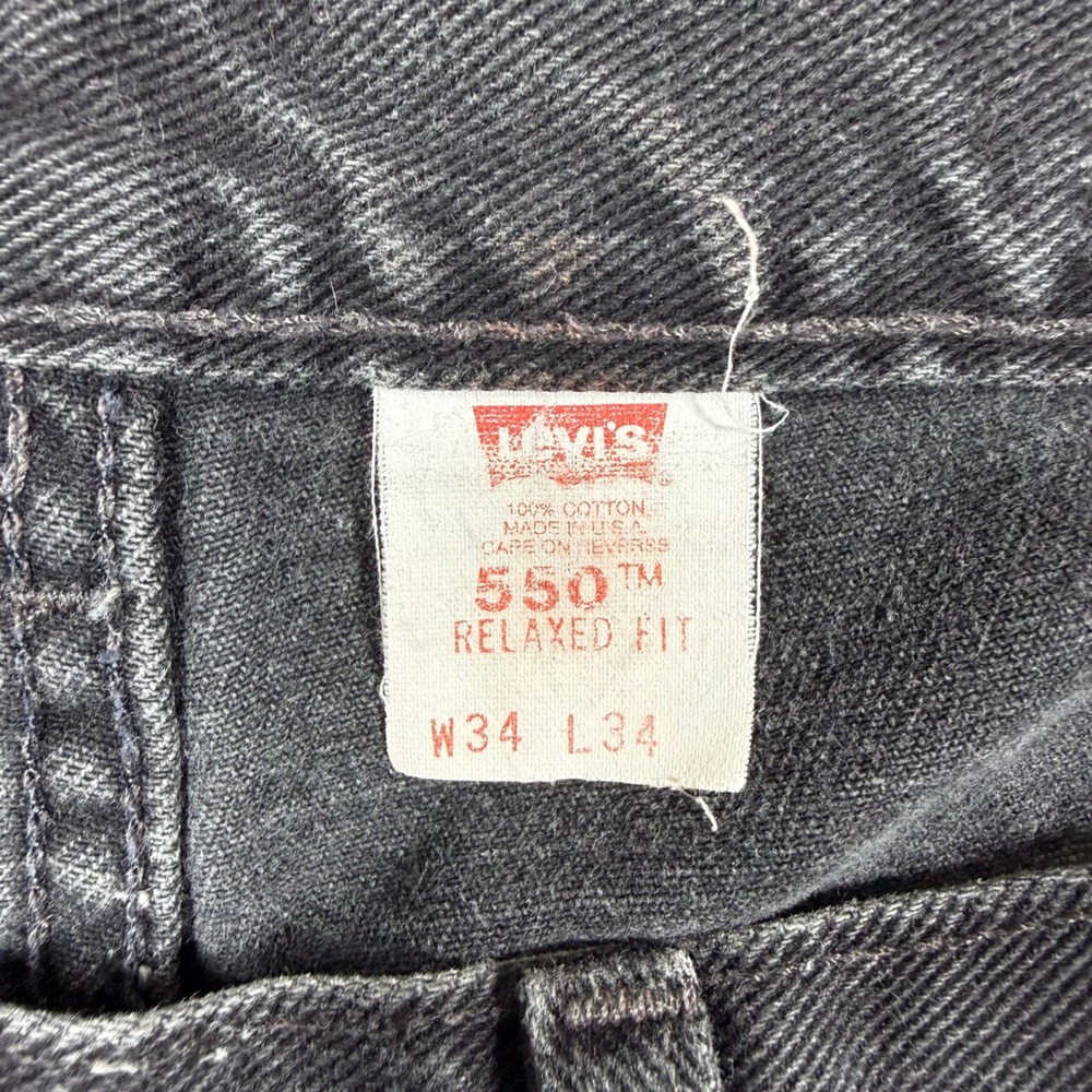 Levis 550 Relaxed Fit Jeans Mens 34x34 Faded Black Made in USA Vintage Denim - Picture 3 of 8